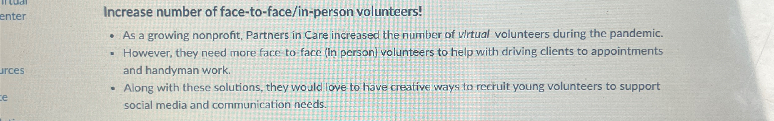  Using the method of future planning. Create a short term solution