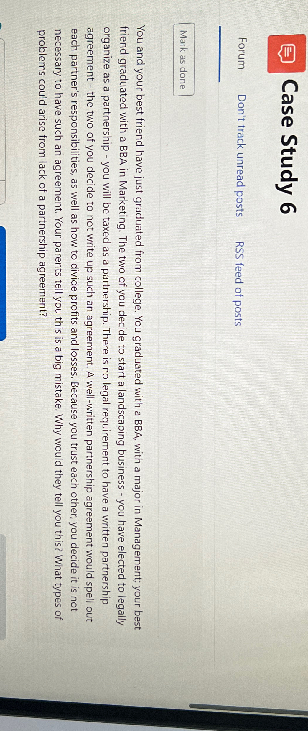  Case Study 6 Forum Don't track unread posts RSS feed of