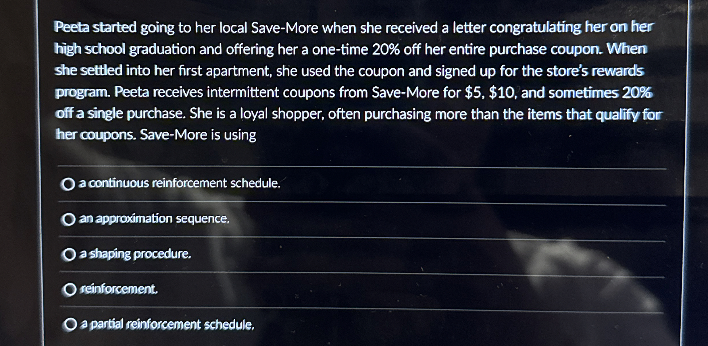  Peeta started going to her local Save-More when she received a