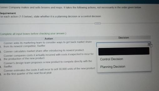  Requirement: far each action (1.5 below), state whielfier it is a