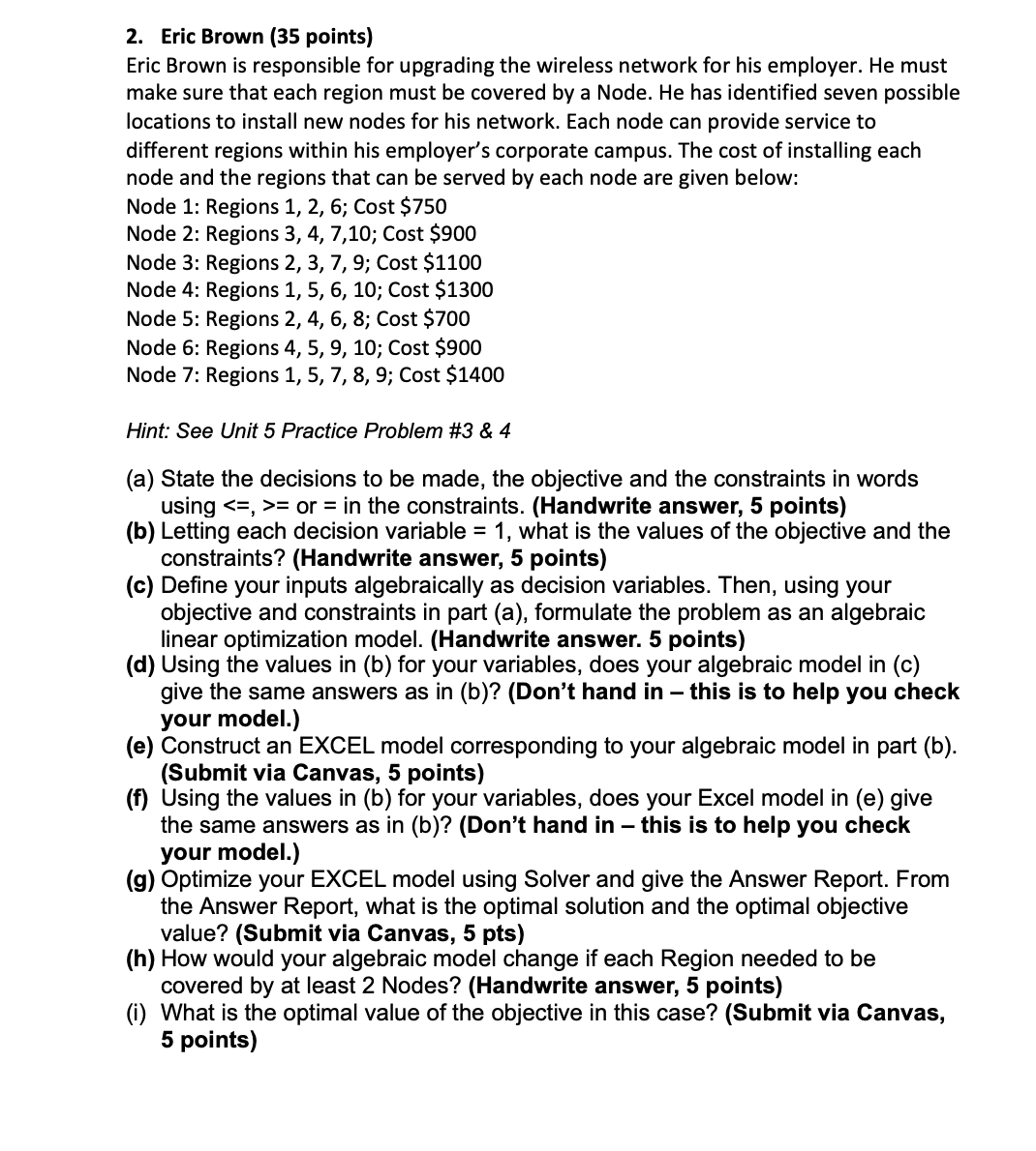  2. Eric Brown (35 points) Eric Brown is responsible for upgrading