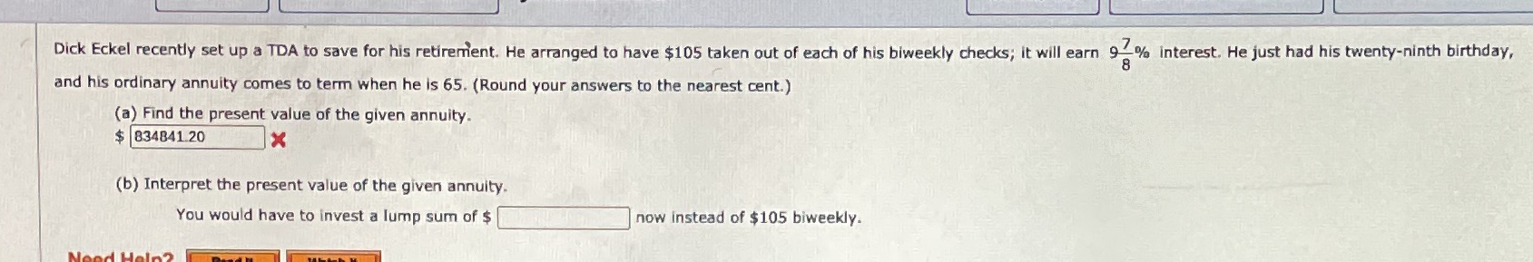  Dick Eckel recently set up a TDA to save for his
