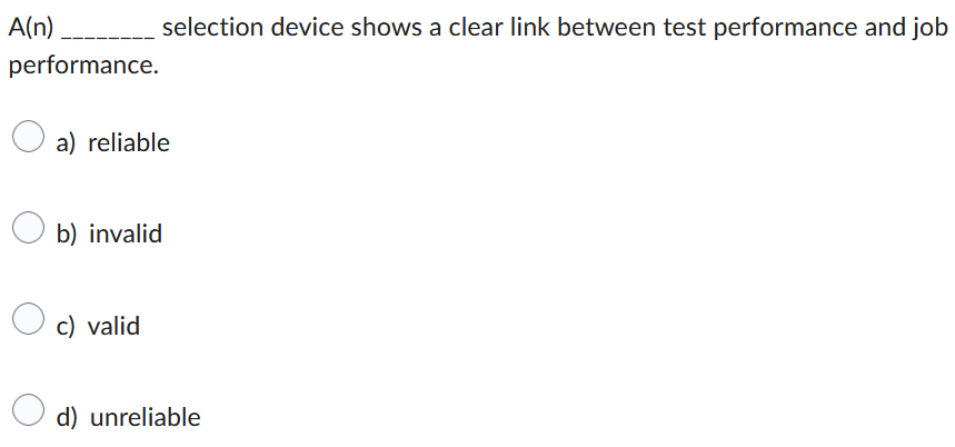  A(n), selection device shows a clear link between test performance and
