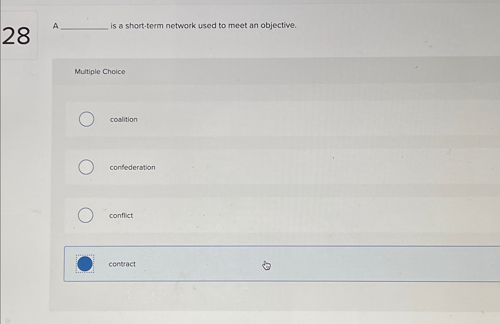  28 A is a short-term network used to meet an objective.