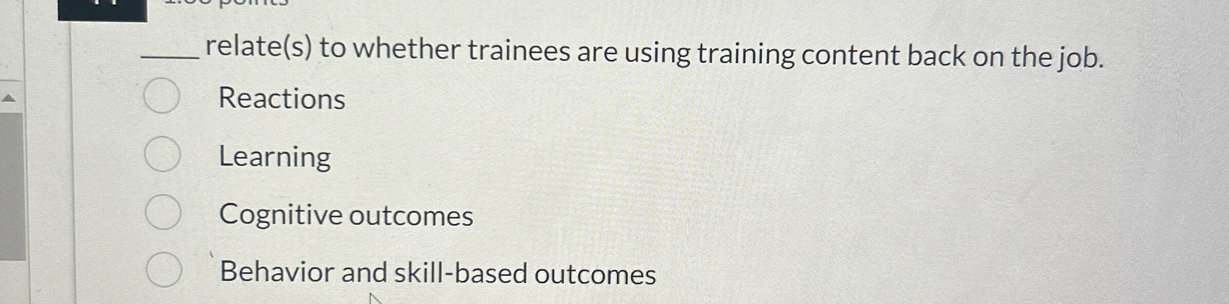 q, relate(s) to whether trainees are using training content back on