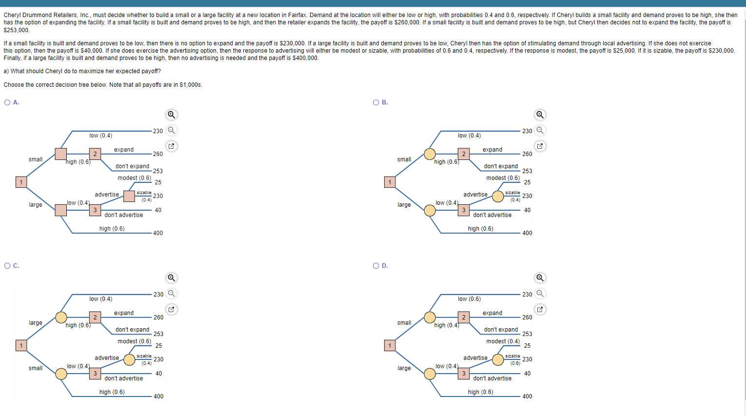  $253,000. Finally, if a large facility is built and demand proves