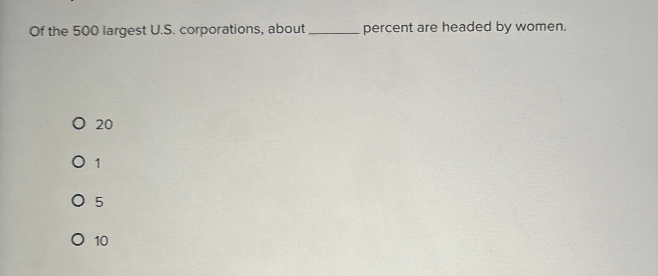  Of the 500 largest U.S. corporations, about percent are headed by