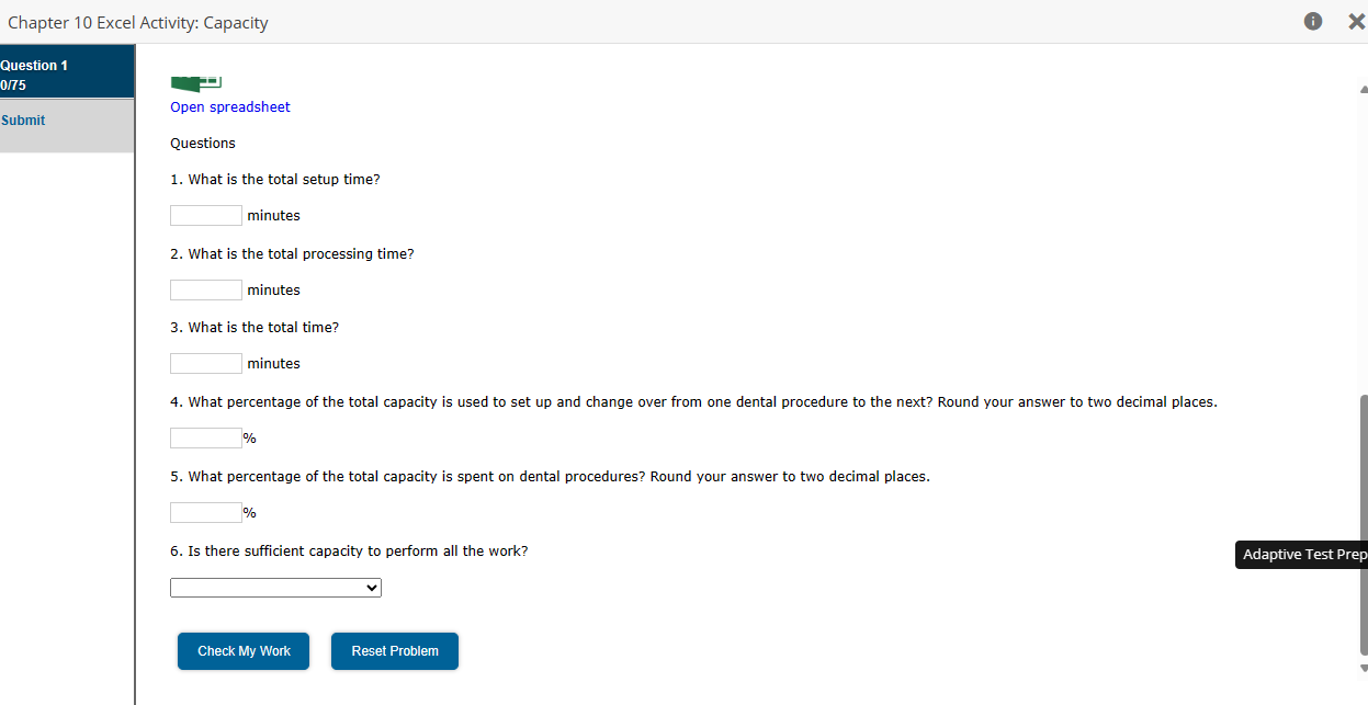  Video Excel Online Tutorial Excel Online Activity: Capacity and processing times