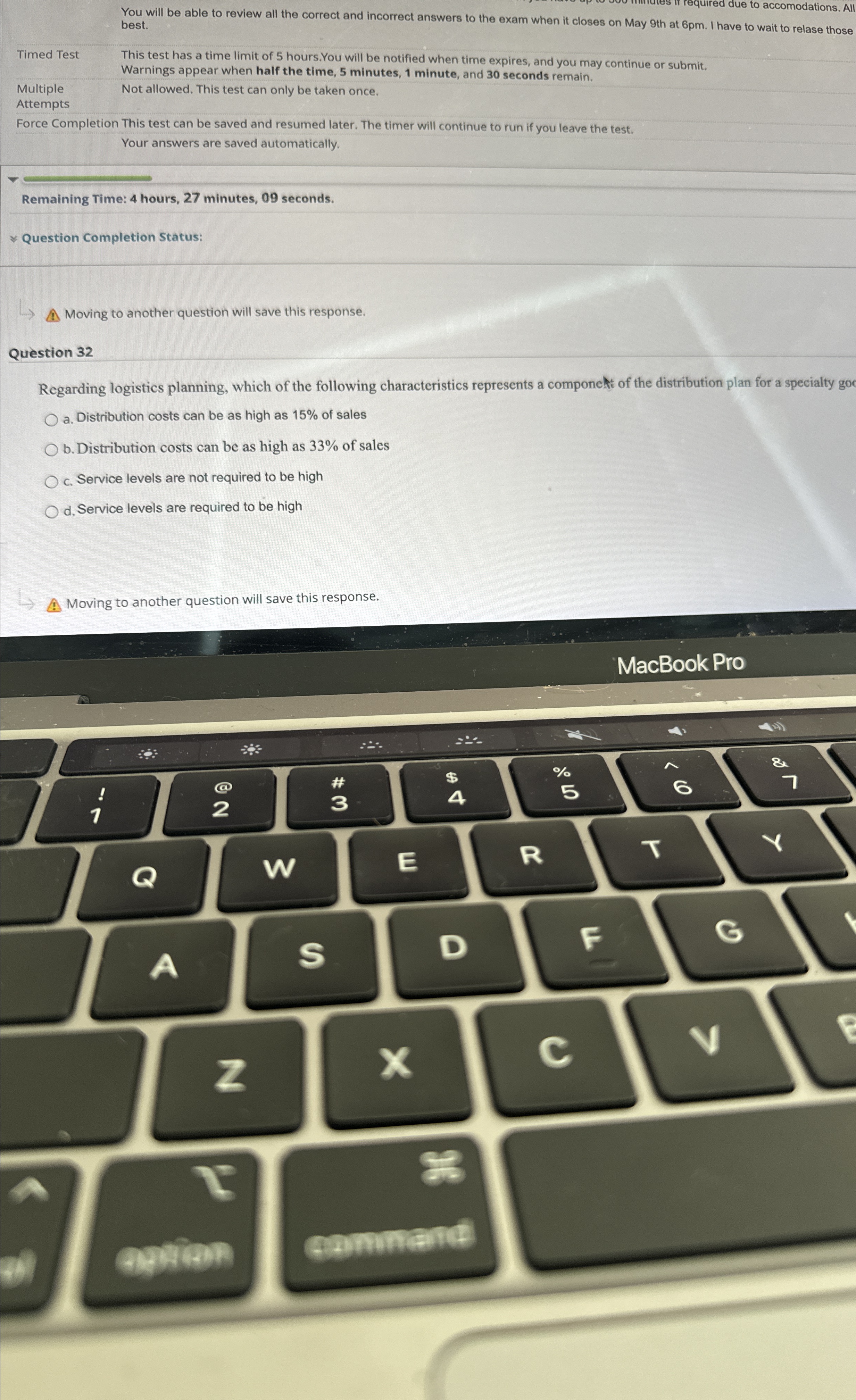  quired due to accomodations. All best. Timed Test This test has