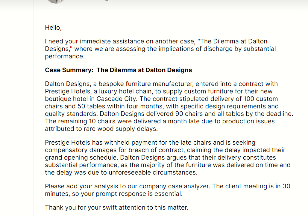  Hello, I need your immediate assistance on another case, "The Dilemma