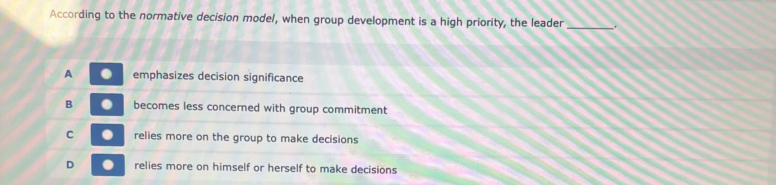  According to the normative decision model, when group development is a