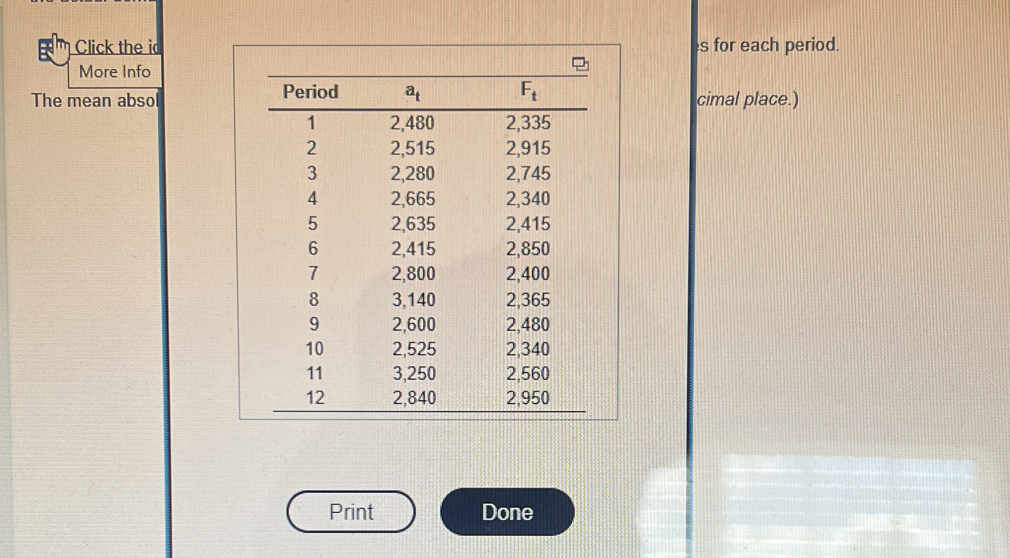  Compute the mean absolute deviation (MAD), the mean squared error (MSE),