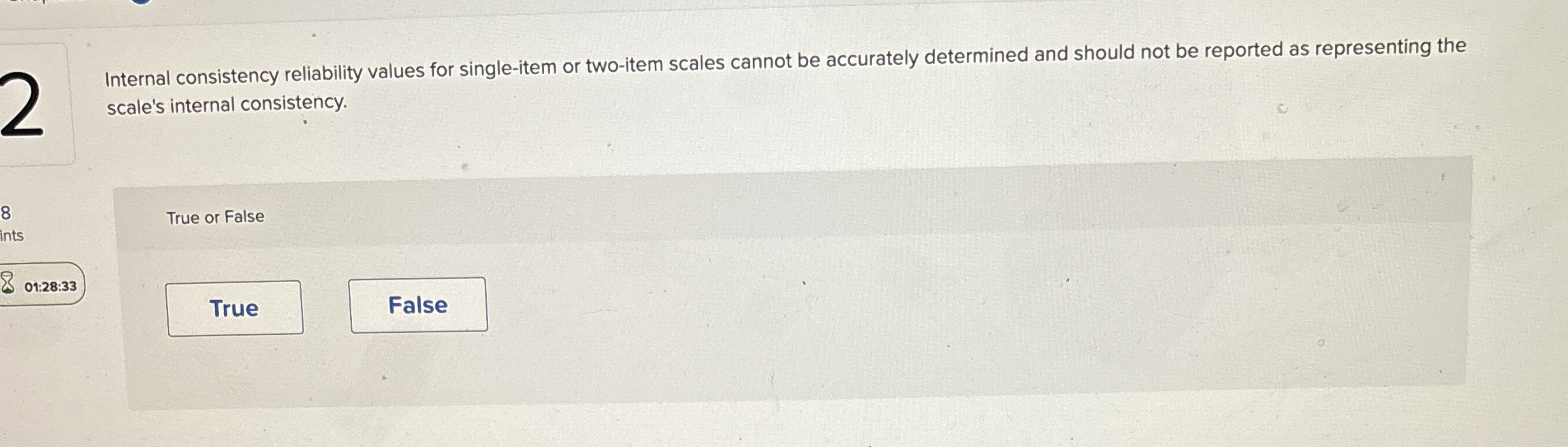  Internal consistency reliability values for single-item or two-item scales cannot be
