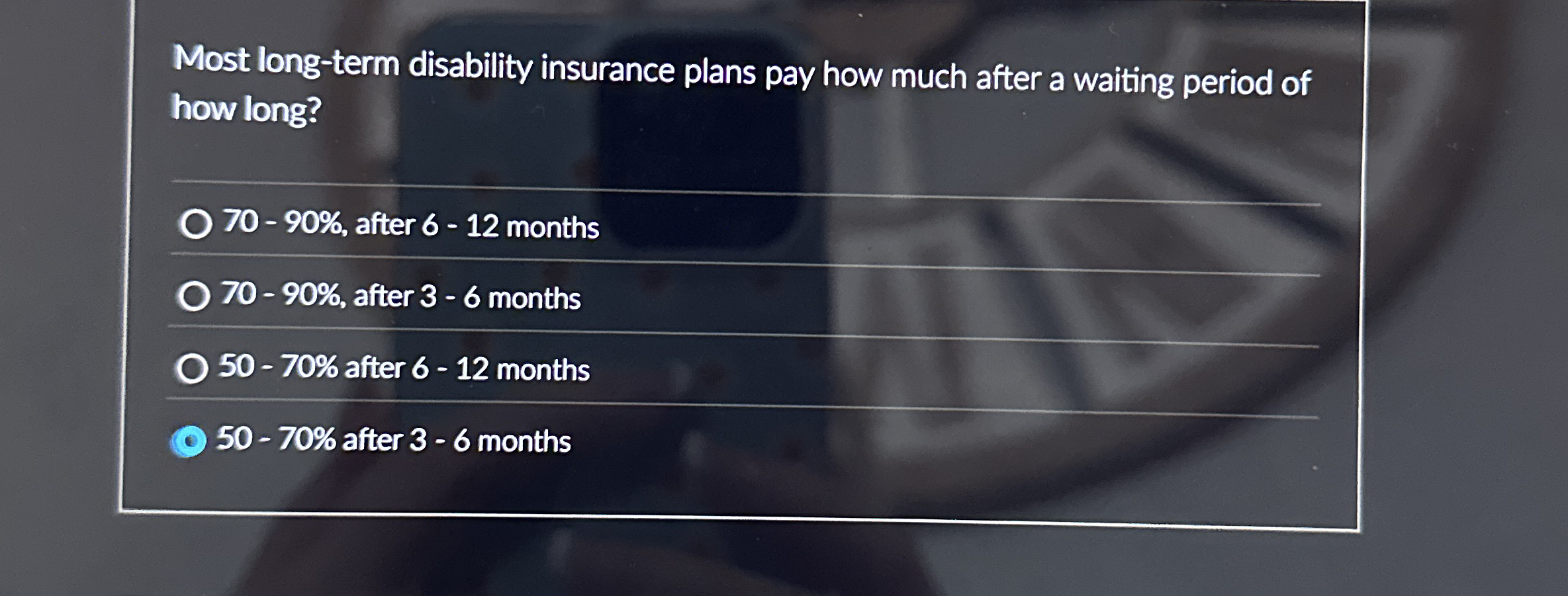  Most long-term disability insurance plans pay how much after a waiting