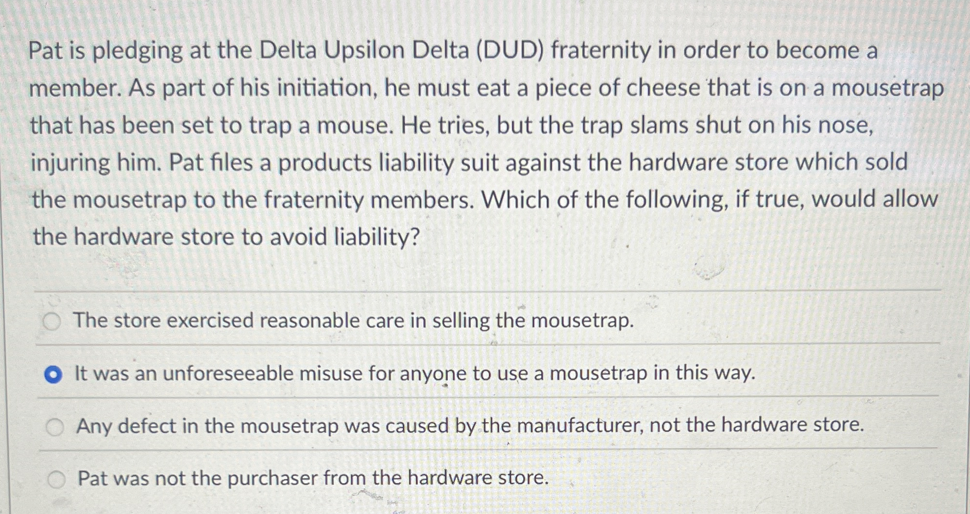  Pat is pledging at the Delta Upsilon Delta (DUD) fraternity in