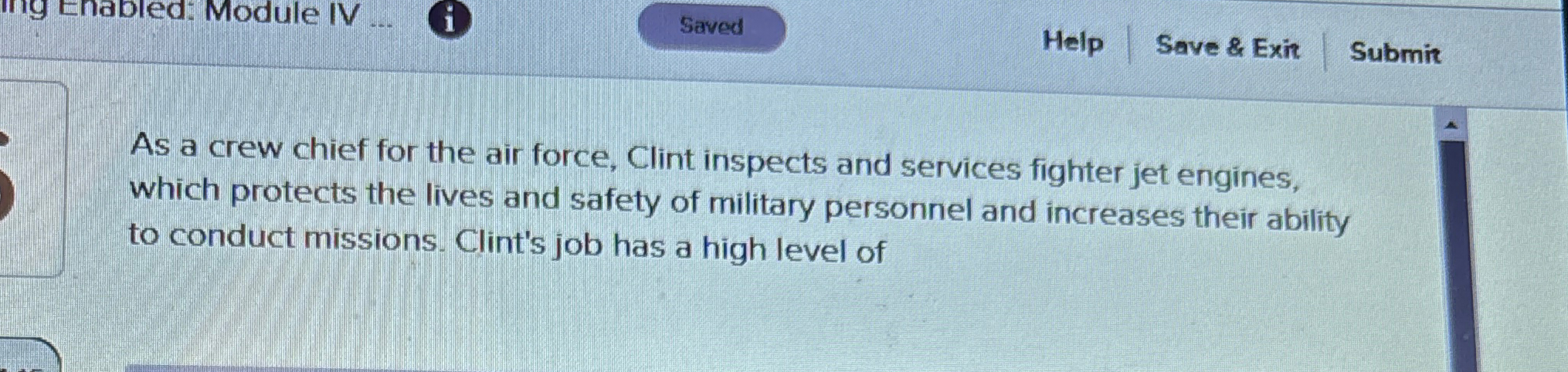  Module IV (i) Help Save & Exir Submir As a crew