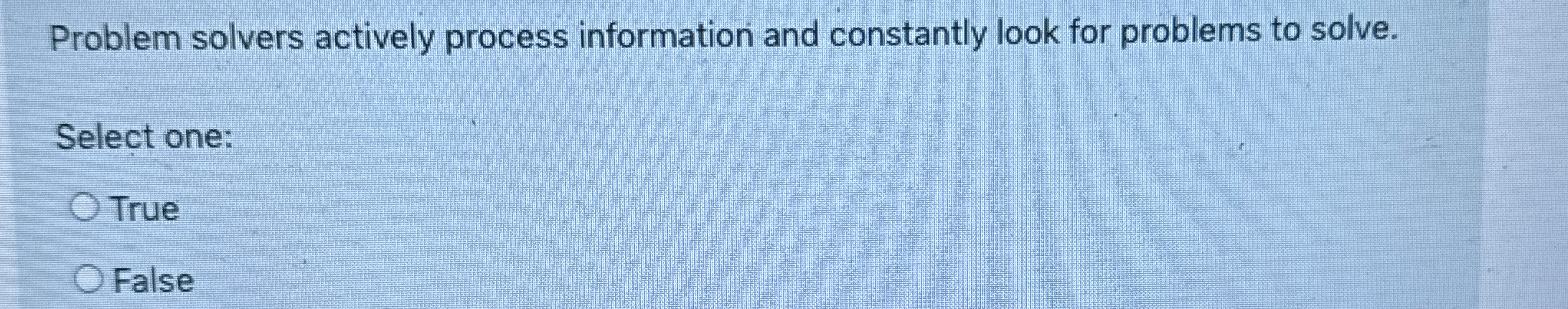  Problem solvers actively process information and constantly look for problems to