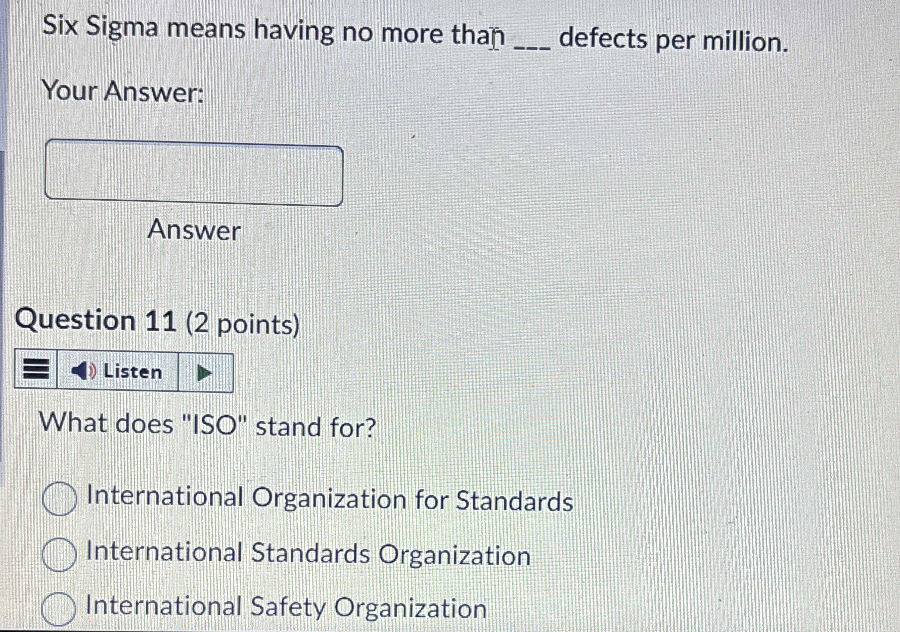  Six Sigma means having no more than q, defects per million.