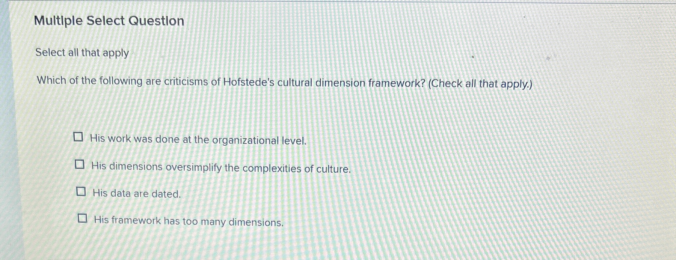  Multiple Select Question Select all that apply Which of the following
