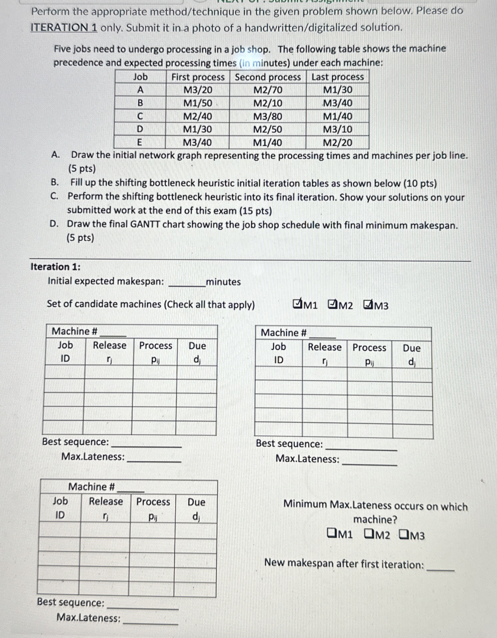  Perform the appropriate method/technique in the given problem shown below. Please