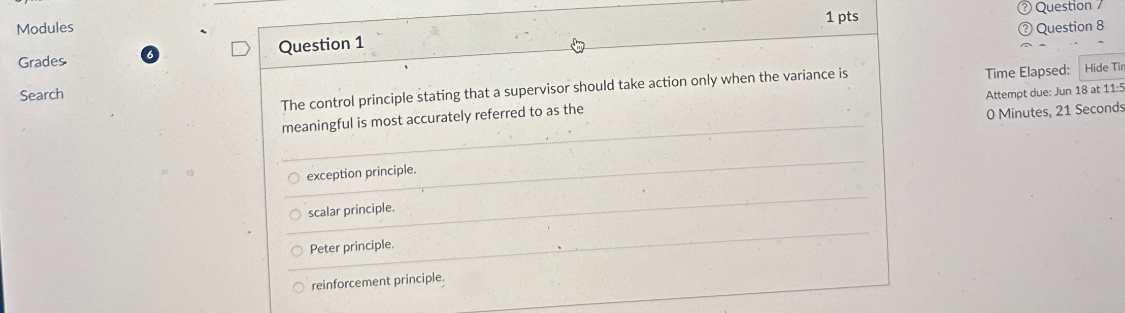  Modules Grades 6 Search Question 1 1 pts (?) Question /