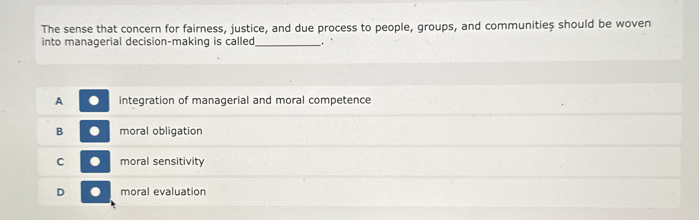  The individual hypothesis regarding ethical management models is. A the three