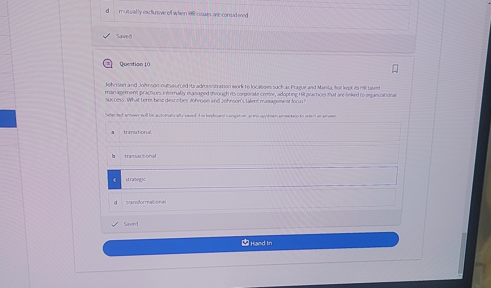  d mutually exclusive of when HR issues are considered Saved Question