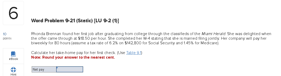 a tax rate of 6.2% on $142,800 for Social Security and 1.45%