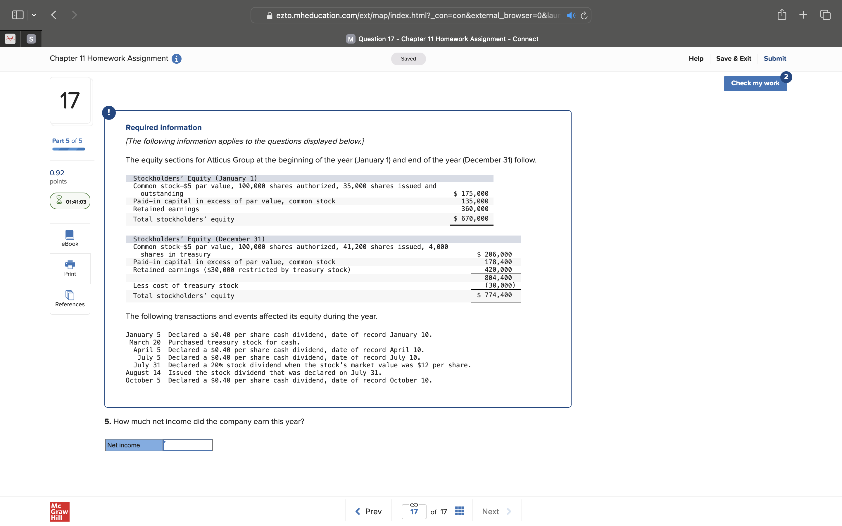 5 of 5 [The following information applies to the questions displayed below.]