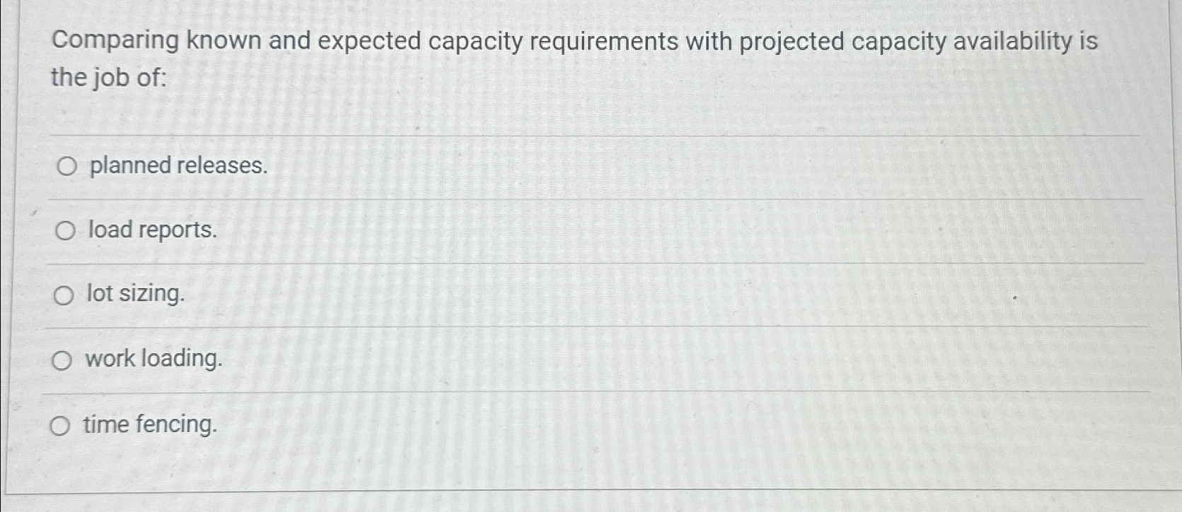  Comparing known and expected capacity requirements with projected capacity availability is