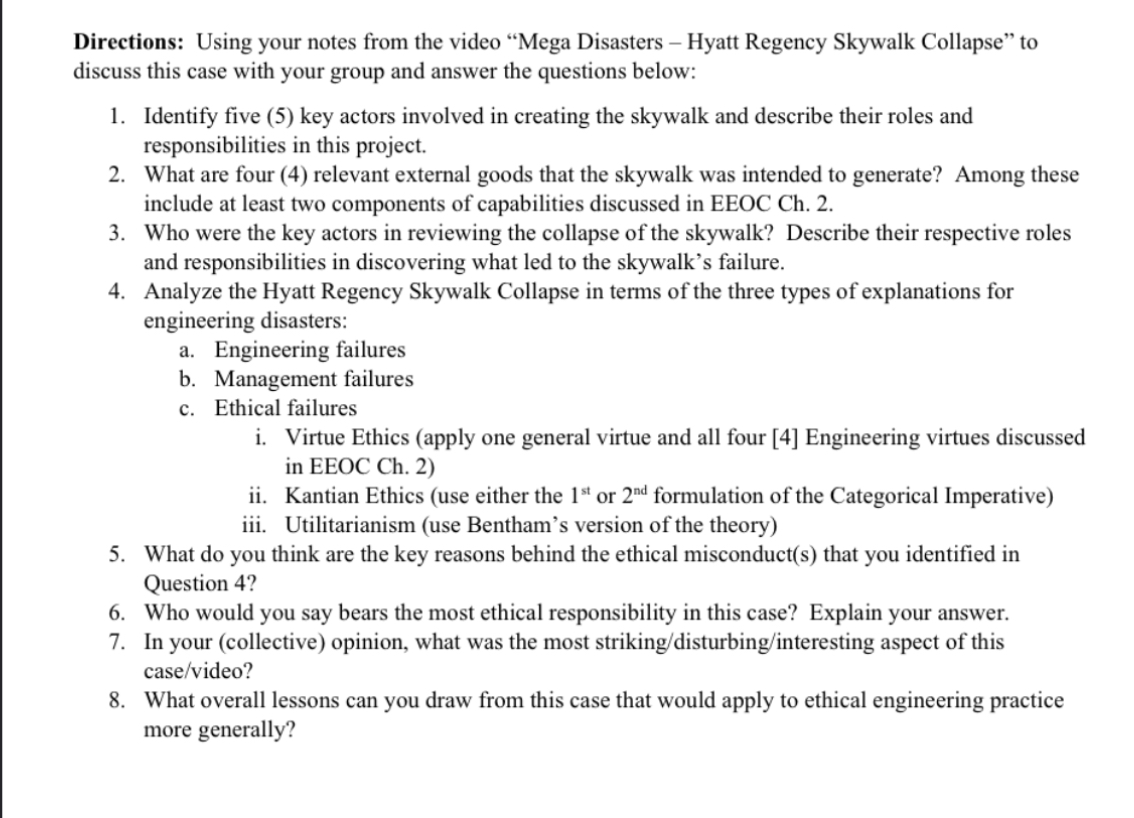  Directions: Using your notes from the video "Mega Disasters - Hyatt