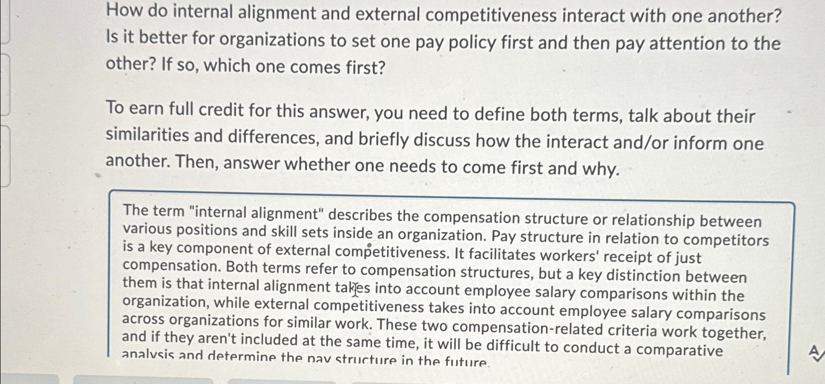  How do internal alignment and external competitiveness interact with one another?