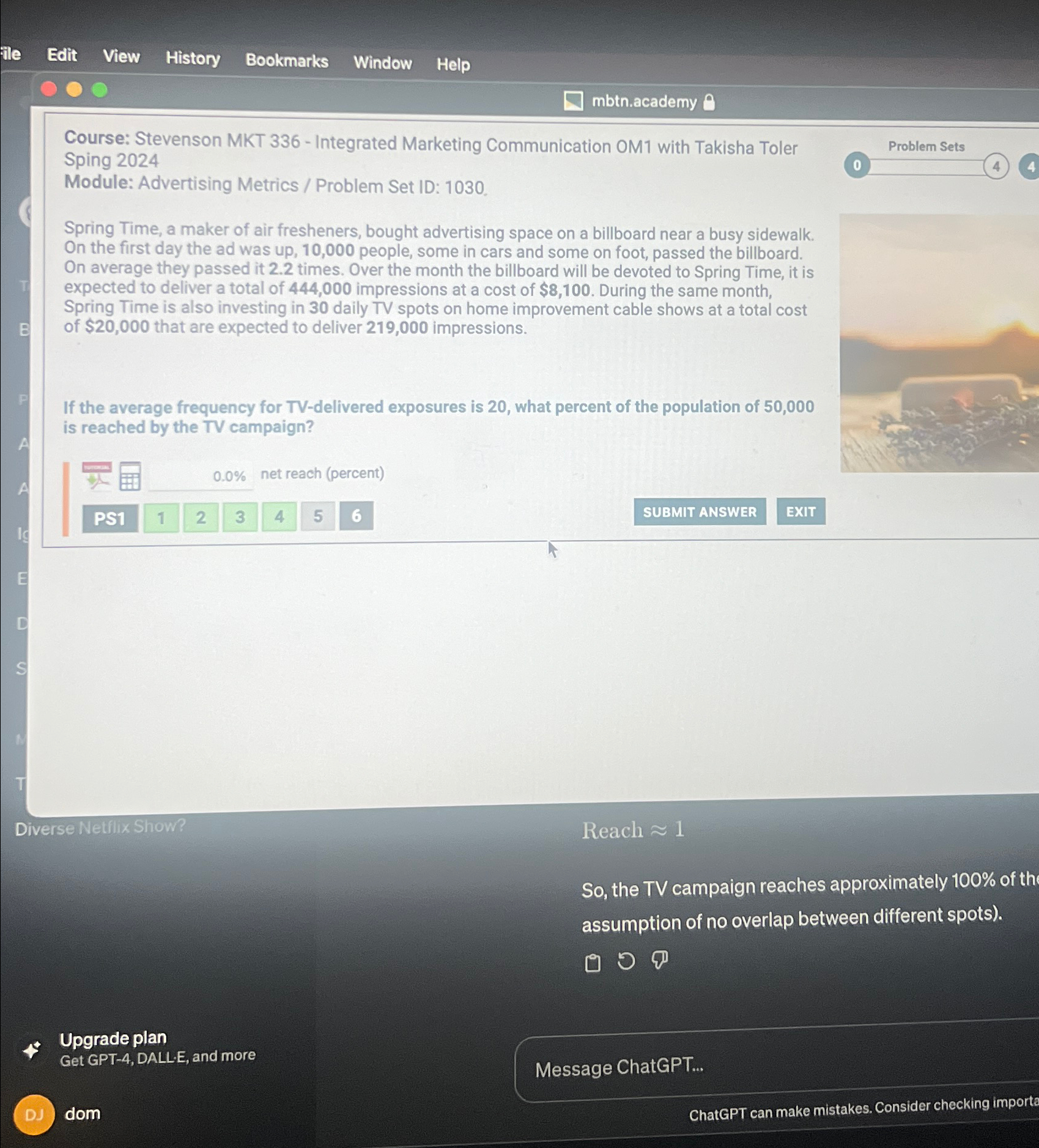  Edit View History Bookmarks Window Help mbtn.academy Course: Stevenson MKT 336-