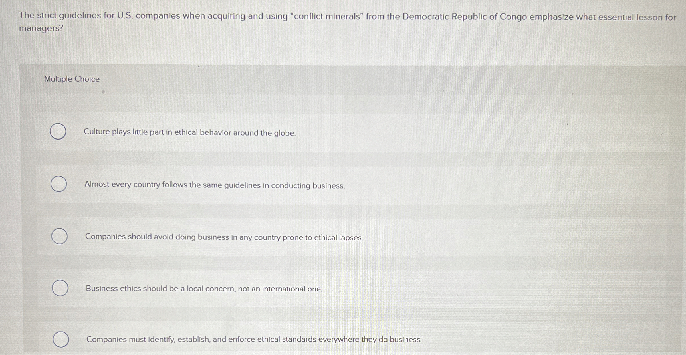  The strict guidelines for U.S. companies when acquiring and using "conflict