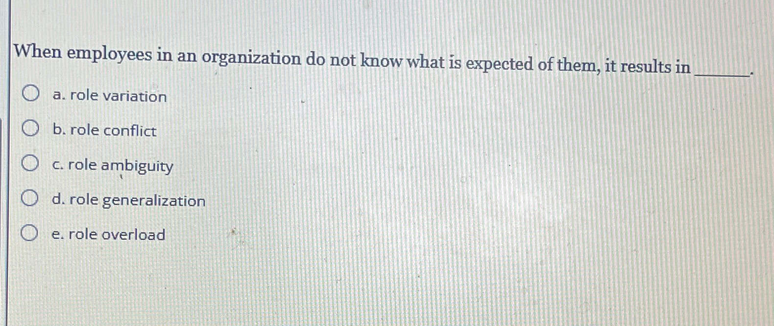  When employees in an organization do not know what is expected
