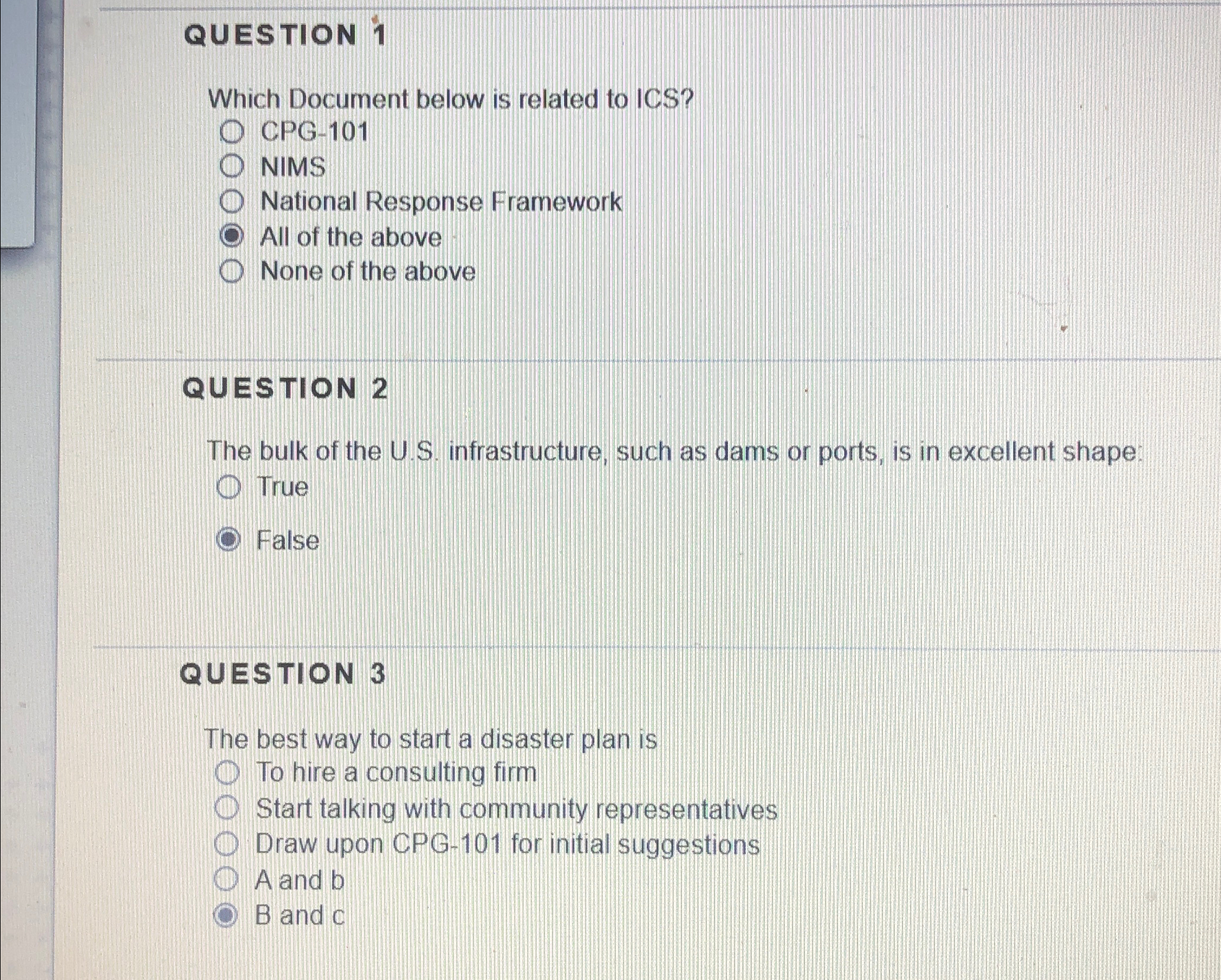  QUESTION 1 Which Document below is related to ICS? CPG-101 NIMS