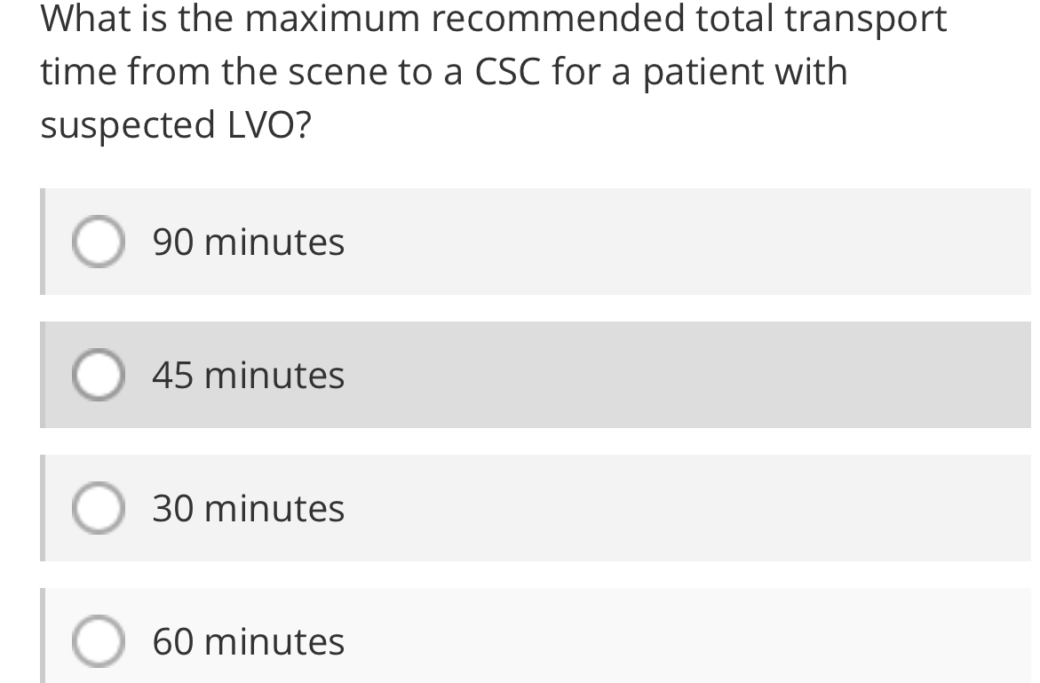  What is the maximum recommended total transport time from the scene