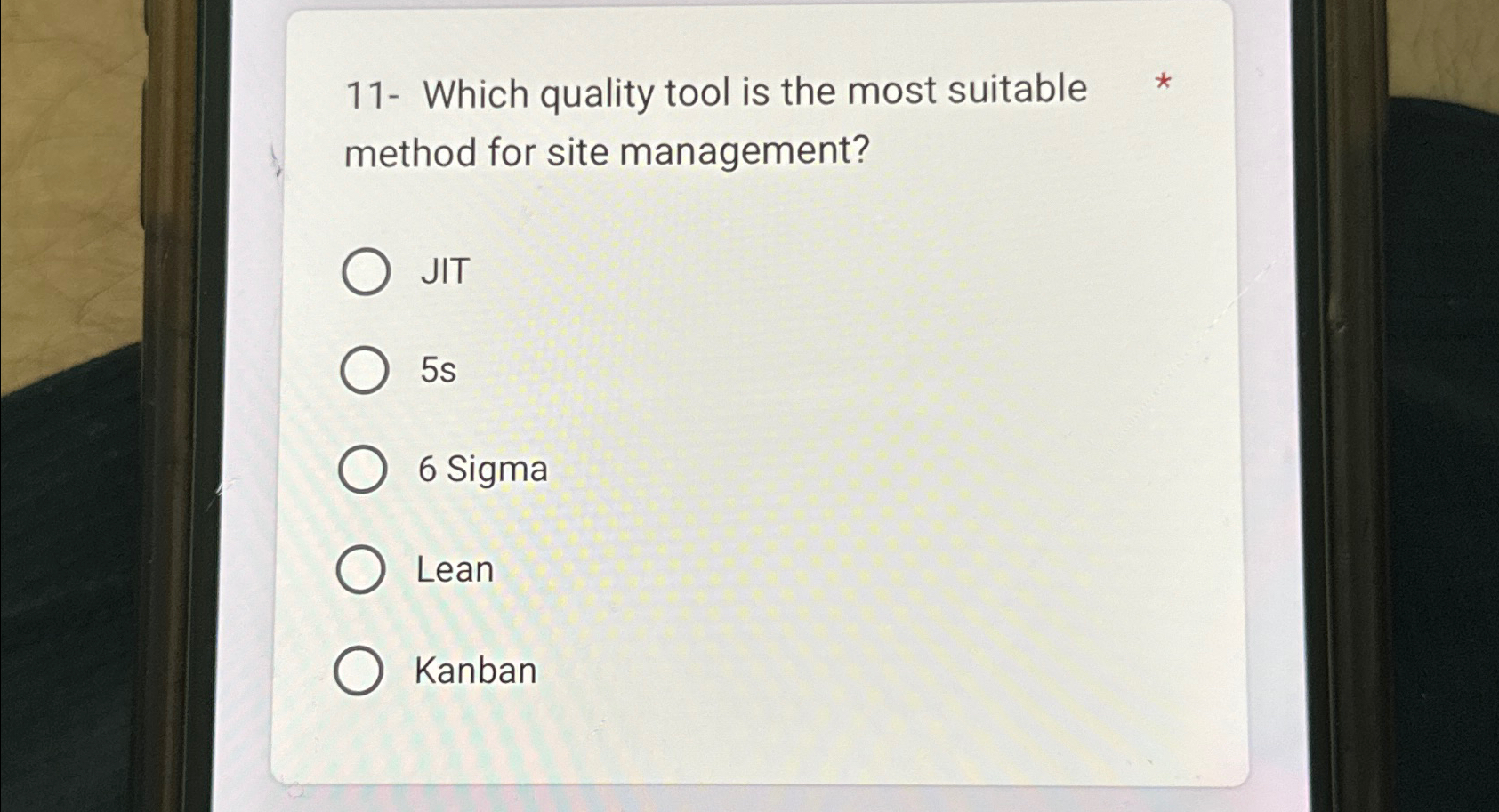  11- Which quality tool is the most suitable method for site
