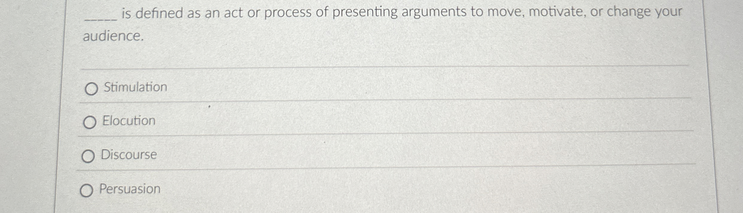  is defined as an act or process of presenting arguments to
