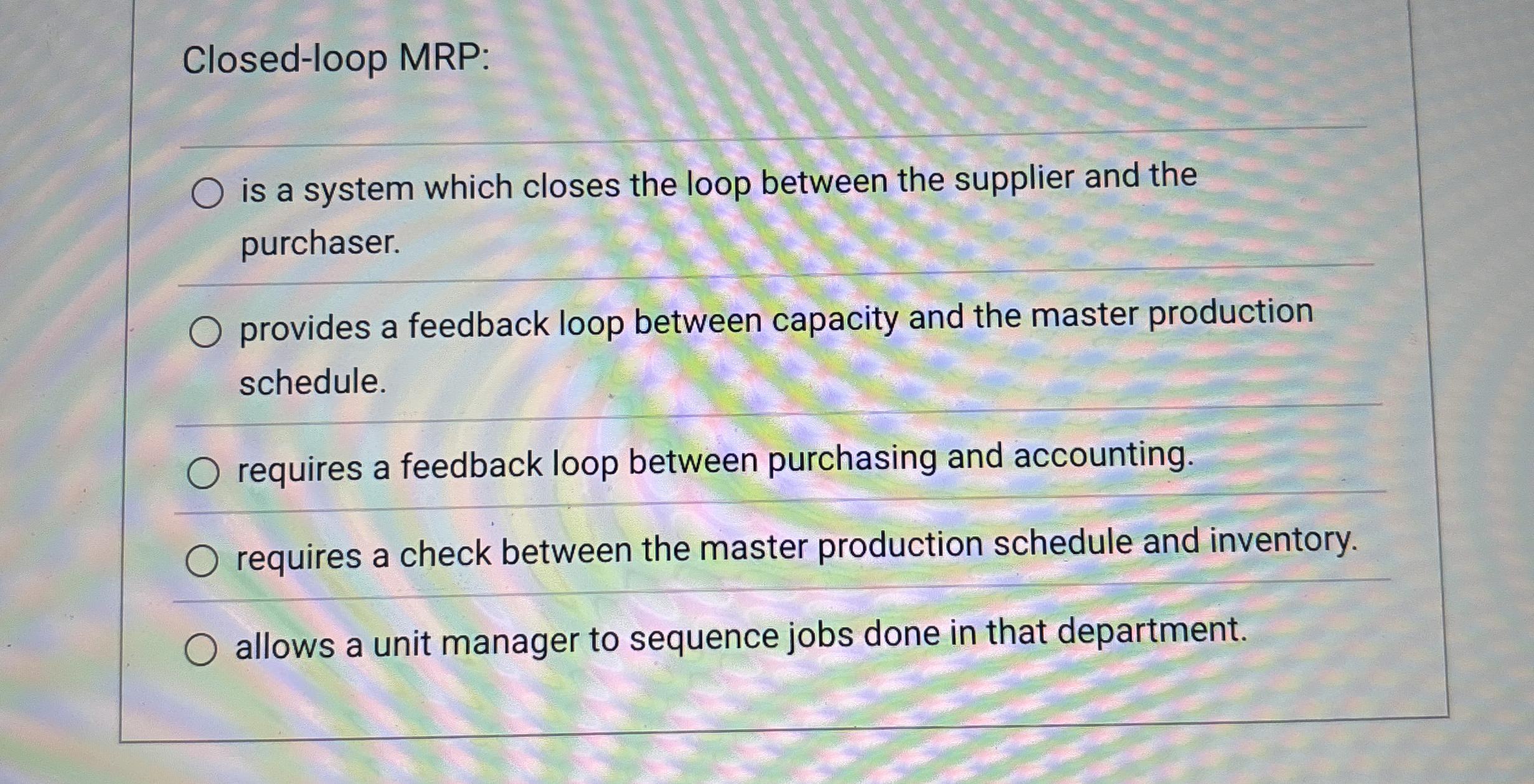  A sampling technique in which every element in the population has