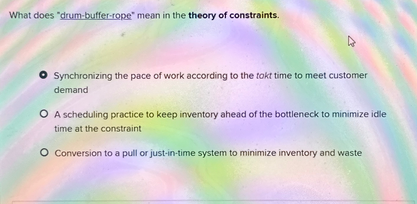  What does "drum-buffer-rope" mean in the theory of constraints. Synchronizing the