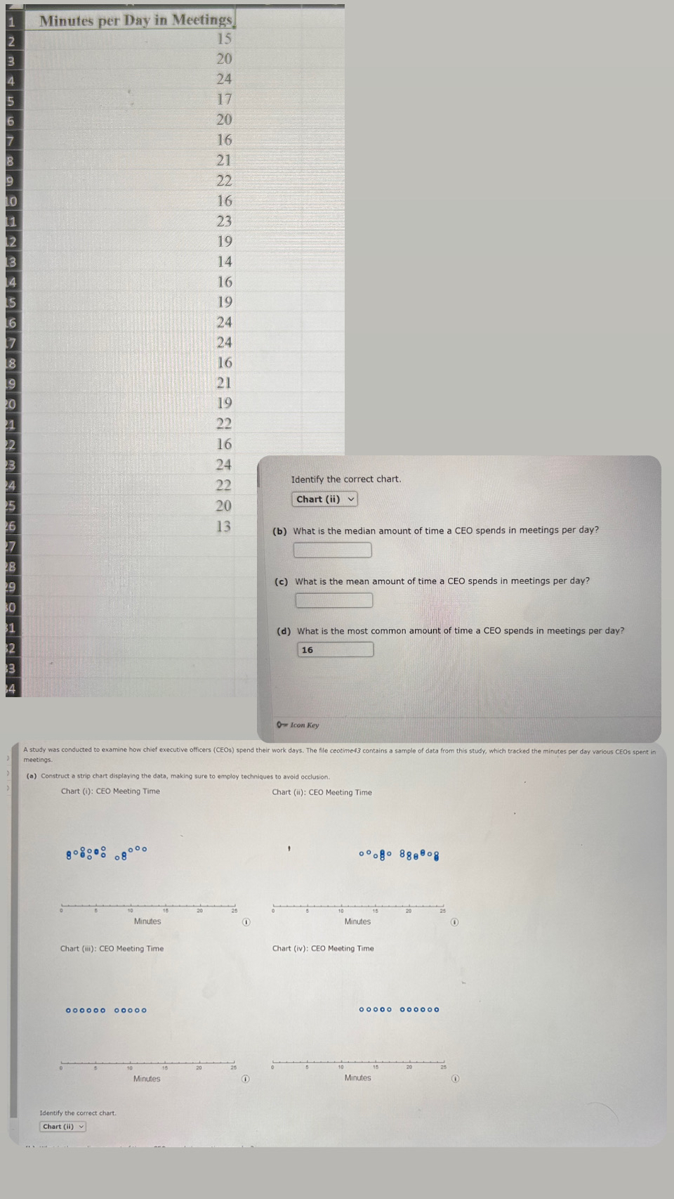  Identify the correct chart. (b) What is the median amount of