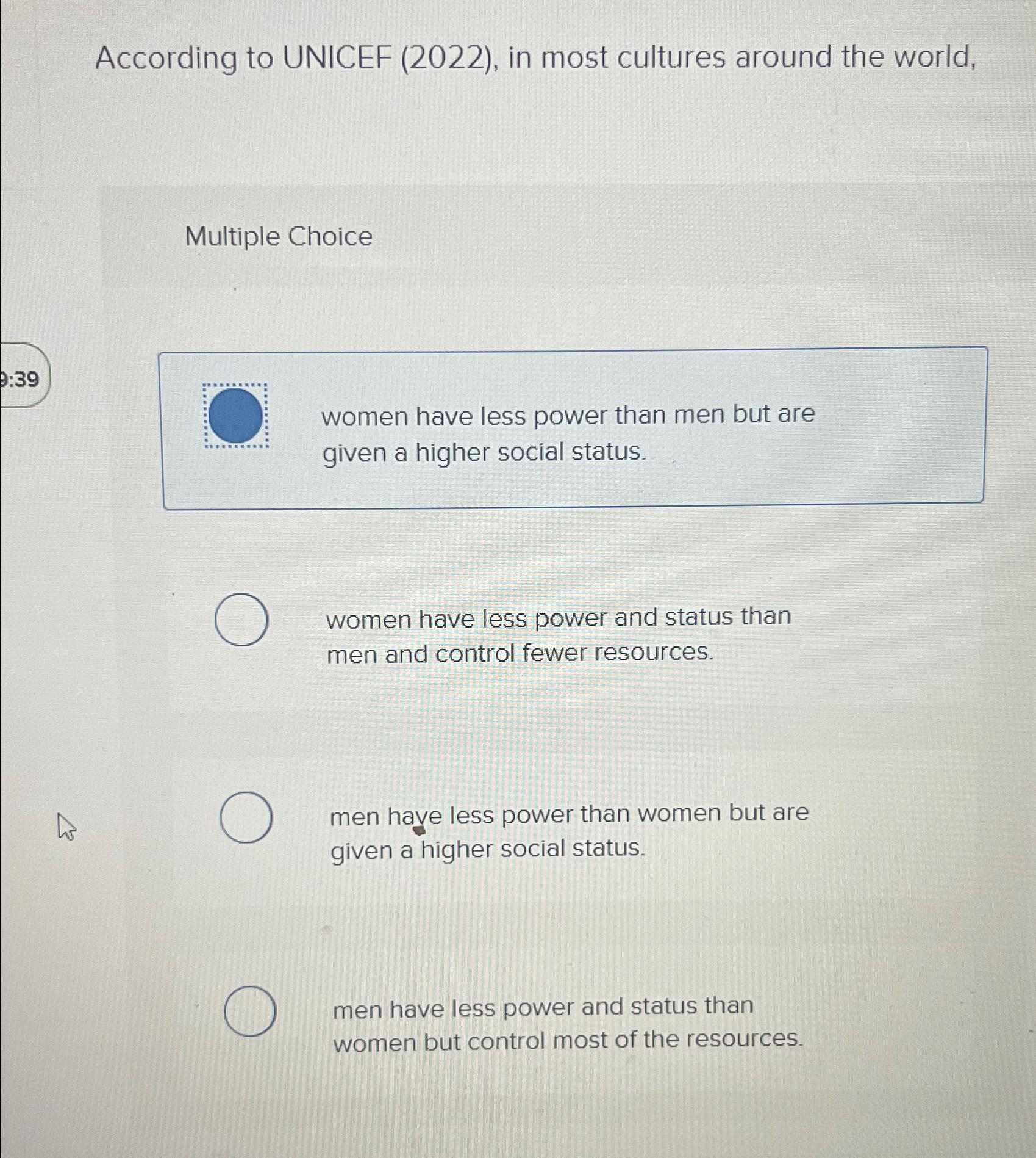  According to UNICEF (2022), in most cultures around the world, Multiple