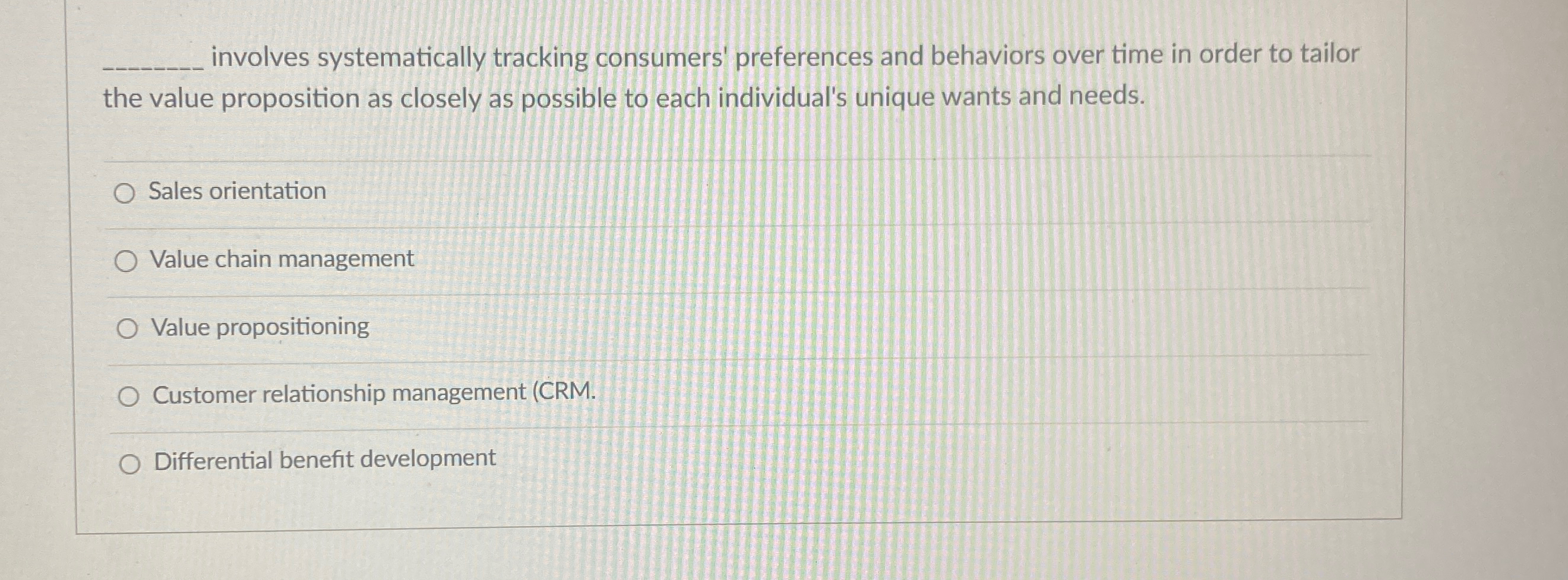  q, involves systematically tracking consumers' preferences and behaviors over time in