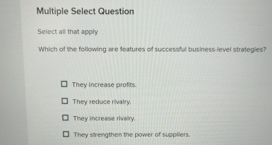 Multiple Select Question Select all that apply Which of the following