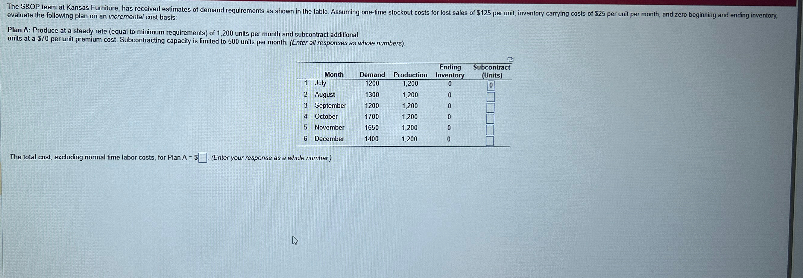  evaluate the following plan on an incremental cost basis Plan A: