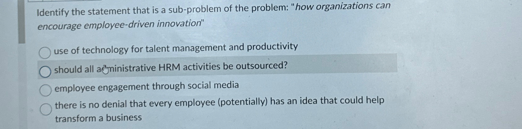  Identify the statement that is a sub-problem of the problem: "how