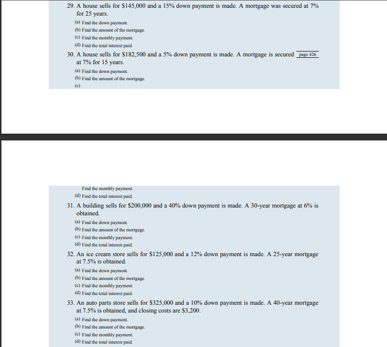 buyer made a 30% down payment and secured a 20- year mortgage
