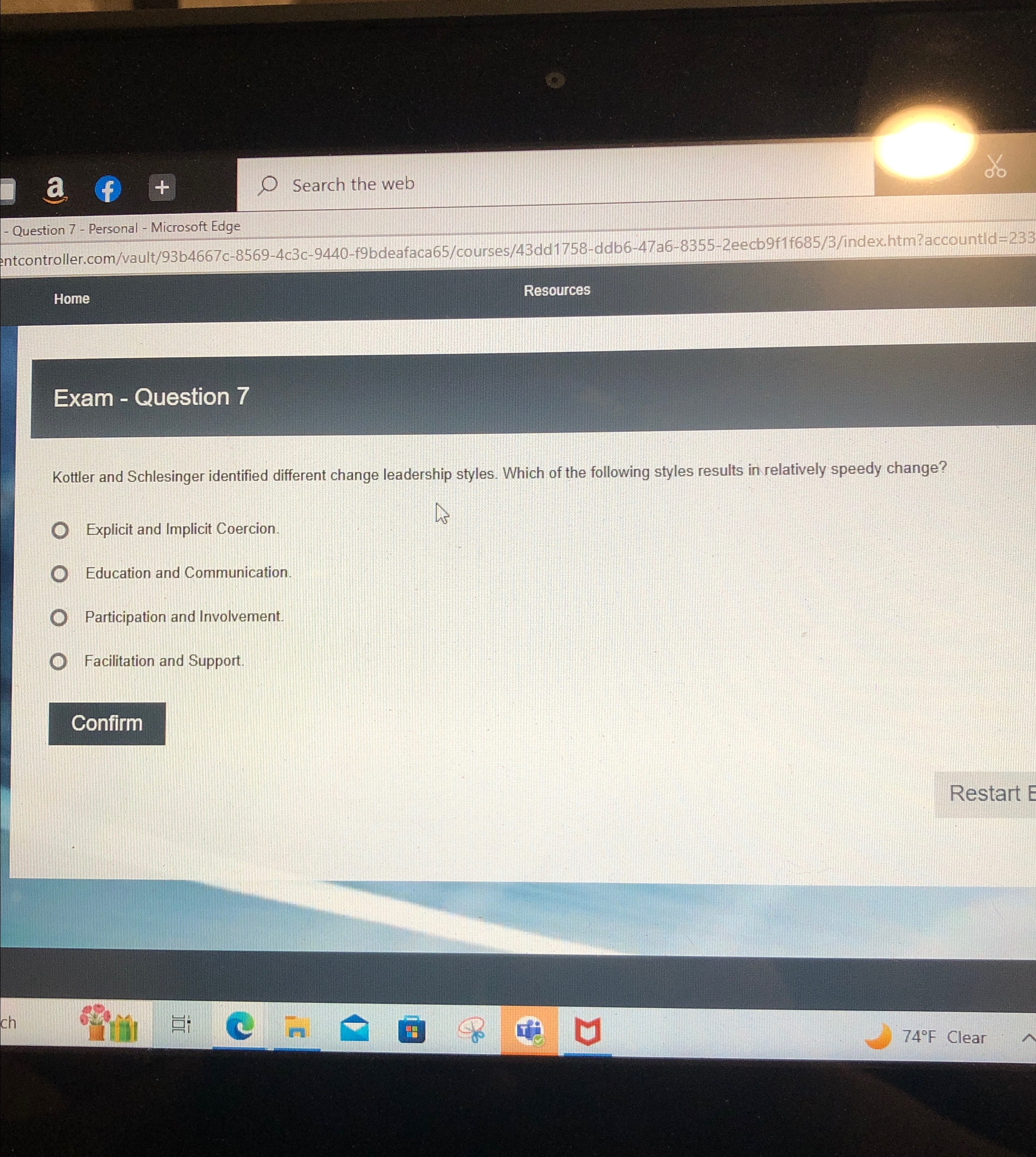  a f Search the web Question 7- Personal - Microsoft Edge
