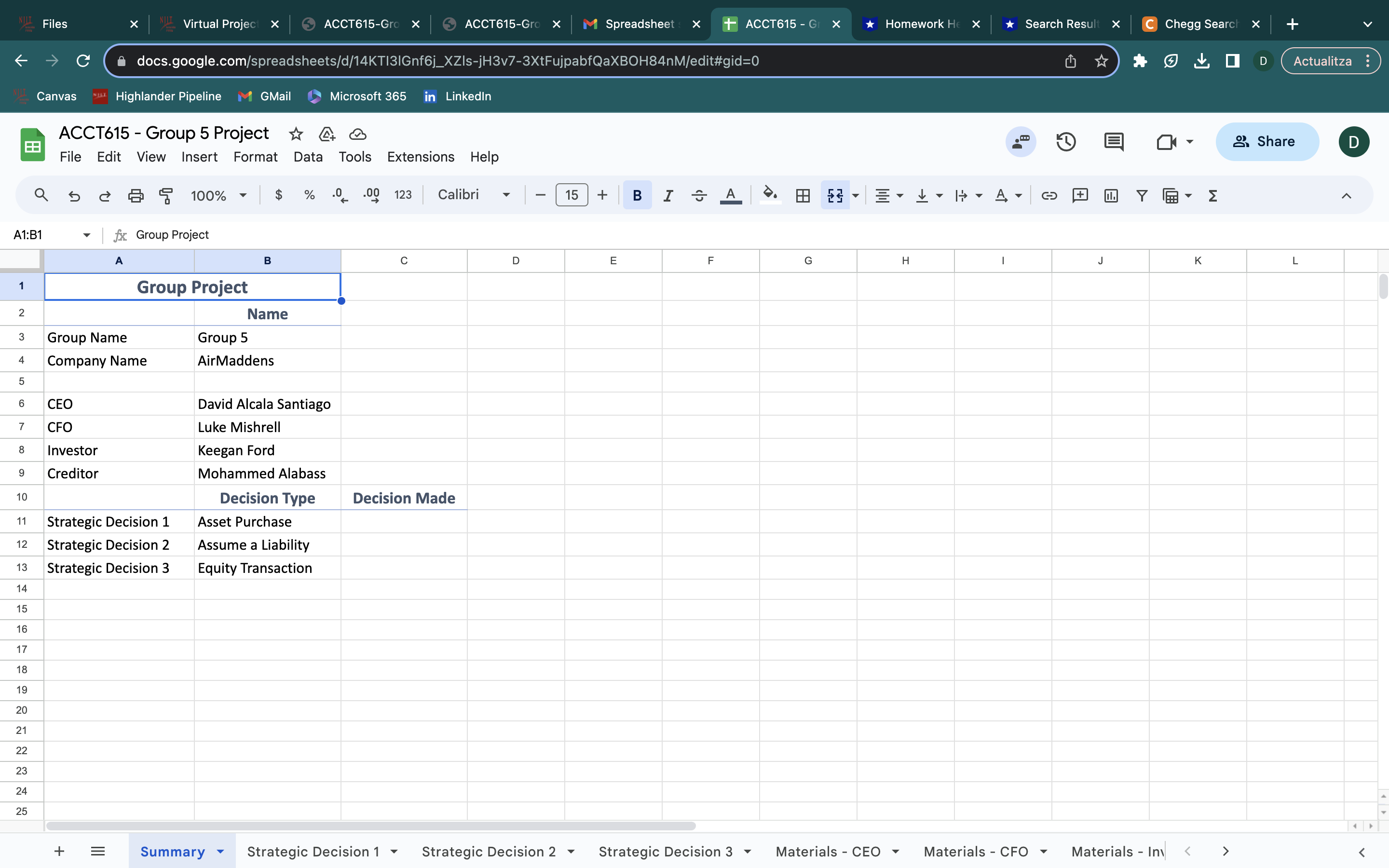 business activities of one of the following local businesses for the coming